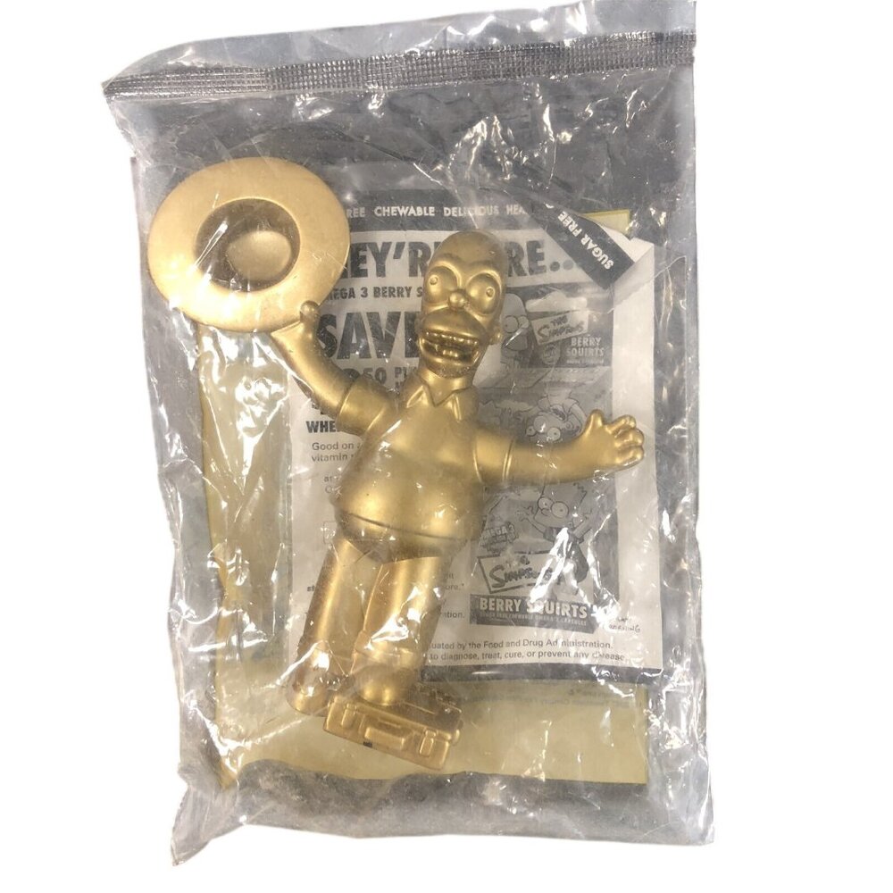 2007 THE SIMPSONS MOVIE GOLDEN HOMER SIMPSON FIGURE BURGER KING TOY SMALL RIP